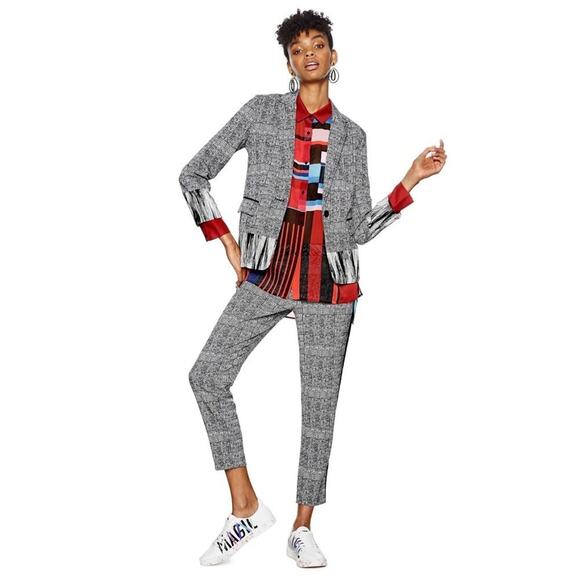 Desigual Women's Monterrey Mexico Blazer black grey design size 40 button - Picture 1 of 10